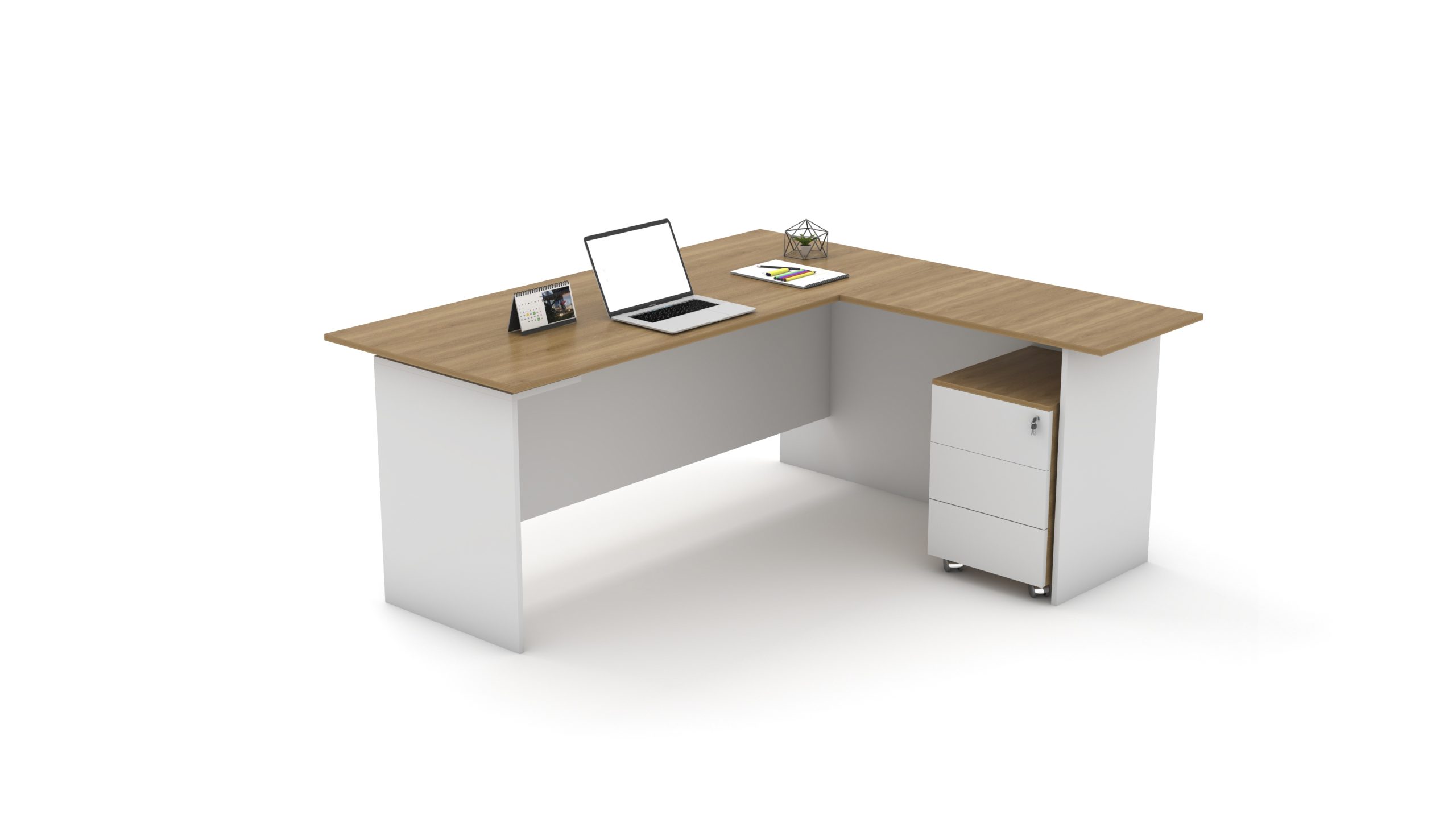 Executive Desk with white and oak finish