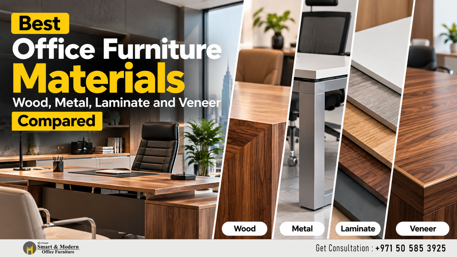 Best Office Furniture Materials: Wood, Metal, Laminate and Veneer Compared