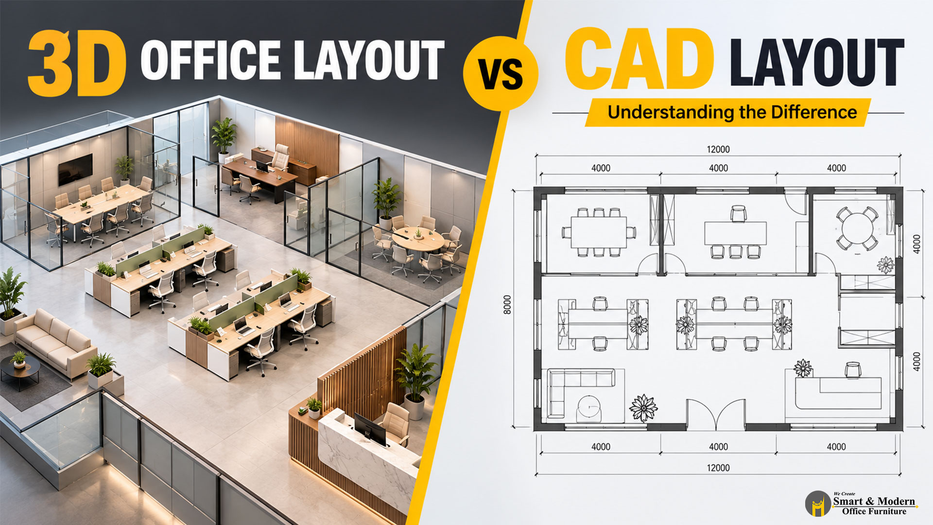 3D Layout for Office vs CAD Layout: What Is the Difference?